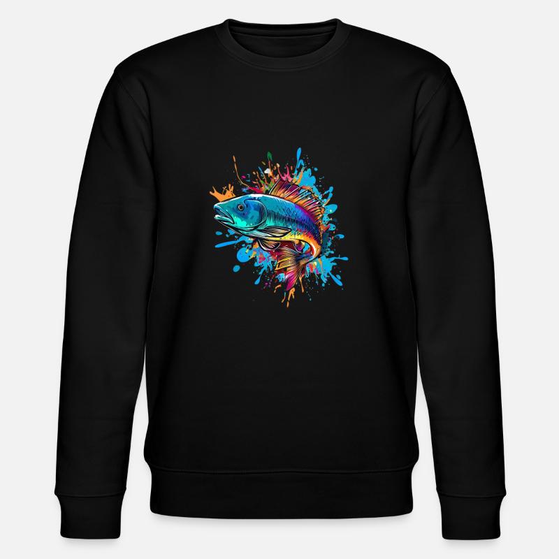 Farbenfroher Fisch - Stanley/Stella Unisex Bio-Sweatshirt CHANGER - Schwarz