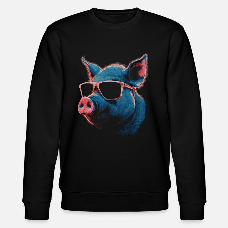 Kühle Schweinerbrille - Stanley/Stella Unisex Bio-Sweatshirt CHANGER  - Schwarz
