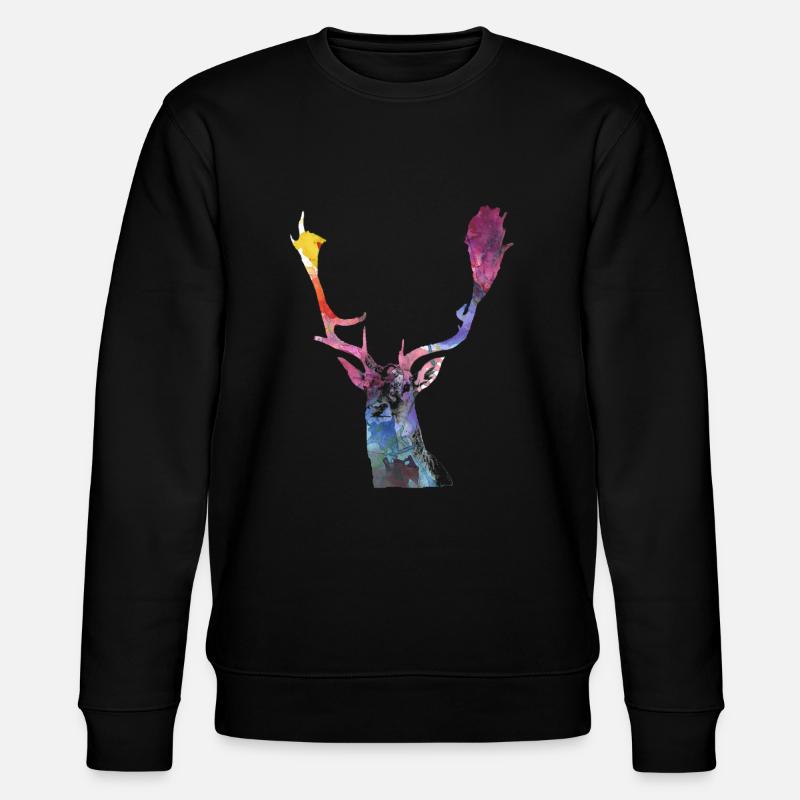 Wasserfarben Hirsch - Stanley/Stella Unisex Bio-Sweatshirt CHANGER  - Schwarz