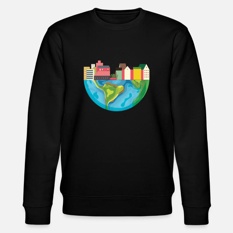 Erdkugel Stadt - Stanley/Stella Unisex Bio-Sweatshirt CHANGER  - Schwarz