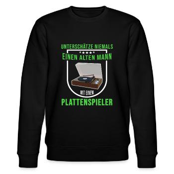 Schallplatten Liebhaber Plattenspieler Vatertag - Stanley/Stella Unisex Bio-Sweatshirt CHANGER  - Schwarz - Vorne - Nik (191cm) & Marisol (170cm)