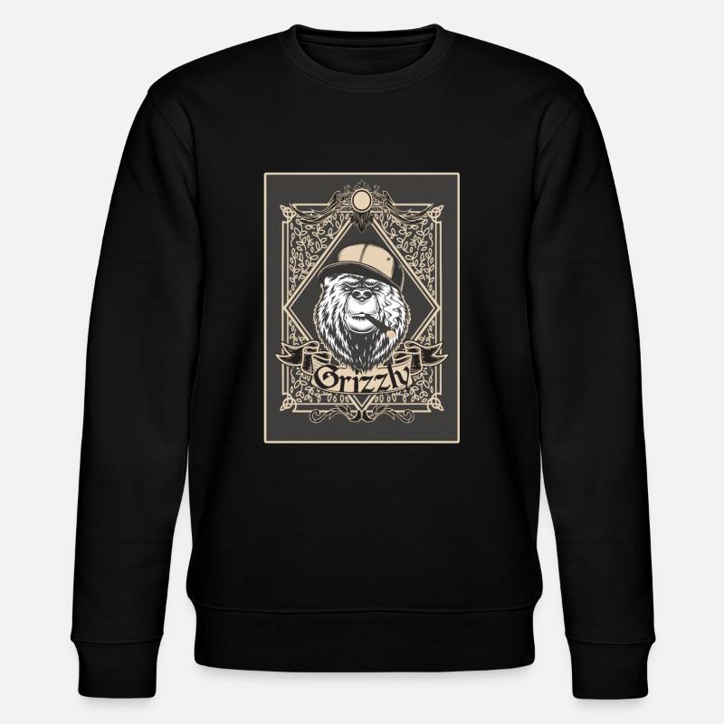 Grizzly avec casquette et cigare - Sweat bio CHANGER Stanley/Stella Unisexe - noir
