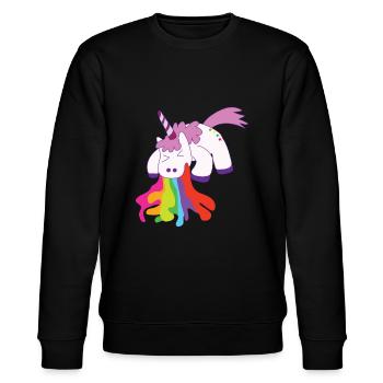 Puking unicorn rainbow - Stanley/Stella CHANGER Unisex Organic Sweatshirt - black - Front - Nik (191cm) & Marisol (170cm)