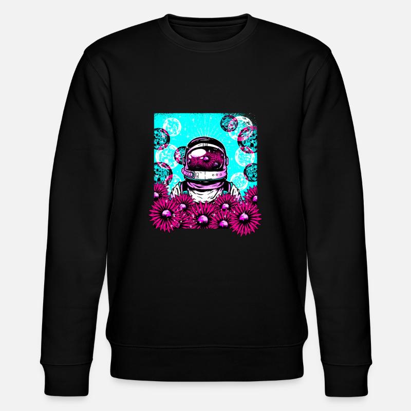 Astronautin Blumen - Stanley/Stella Unisex Bio-Sweatshirt CHANGER  - Schwarz