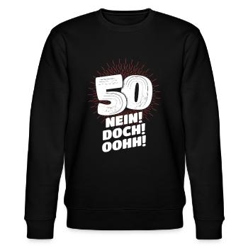 NEIN! DOCH! OOHH! 50. Geburtstag Geschenk - Stanley/Stella Unisex Bio-Sweatshirt CHANGER  - Schwarz - Vorne - Nik (191cm) & Marisol (170cm)