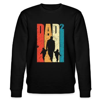Dad Hoch 2 Papa Hoch 2 Kinder Zweifacher Vatertag - Stanley/Stella Unisex Bio-Sweatshirt CHANGER  - Schwarz - Vorne - Nik (191cm) & Marisol (170cm)