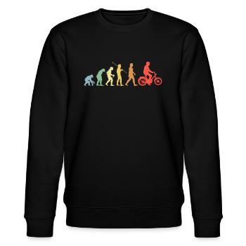 Mofa Evolution Retro Moped Mofafahrer - Stanley/Stella Unisex Bio-Sweatshirt CHANGER  - Schwarz - Vorne - Nik (191cm) & Marisol (170cm)