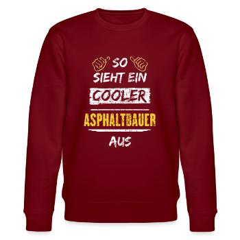 So Sieht Ein Cooler Asphaltbauer Aus Arbeitsshirt - Stanley/Stella Unisex Bio-Sweatshirt CHANGER  - Burgunderrot - Vorne - Nik (191cm) & Marisol (170cm)