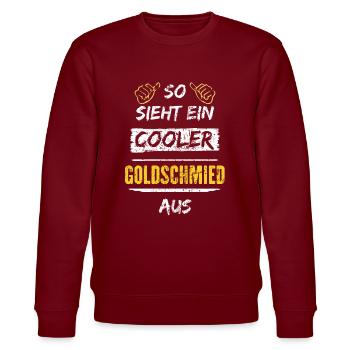 So Sieht Ein Cooler Goldschmied Aus Arbeitsshirt - Stanley/Stella Unisex Bio-Sweatshirt CHANGER  - Burgunderrot - Vorne - Nik (191cm) & Marisol (170cm)
