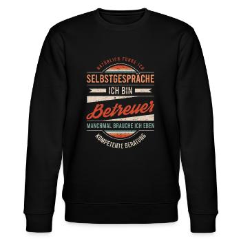 Betreuer Arbeitskollege Kollege Geschenk Retro - Stanley/Stella Unisex Bio-Sweatshirt CHANGER  - Schwarz - Vorne - Nik (191cm) & Marisol (170cm)