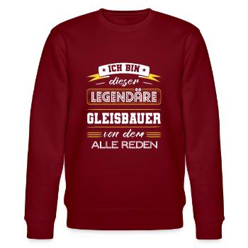Ich Bin Dieser Legendäre Gleisbauer Geschenk - Stanley/Stella Unisex Bio-Sweatshirt CHANGER  - Burgunderrot - Vorne - Nik (191cm) & Marisol (170cm)