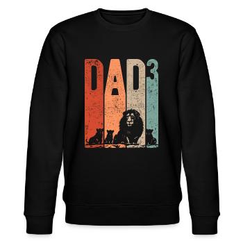 Dad Hoch 3 Papa Hoch 3 Kinder Dreifacher Papa Löwe - Stanley/Stella Unisex Bio-Sweatshirt CHANGER  - Schwarz - Vorne - Nik (191cm) & Marisol (170cm)