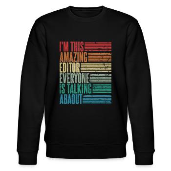 Vintage Editor Editorin Geschenk Retro - Stanley/Stella Unisex Bio-Sweatshirt CHANGER  - Schwarz - Vorne - Nik (191cm) & Marisol (170cm)