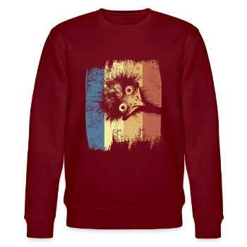 Vogelstrauss Emu Strauß Lustiger Vogel Retro - Stanley/Stella Unisex Bio-Sweatshirt CHANGER  - Burgunderrot - Vorne - Nik (191cm) & Marisol (170cm)
