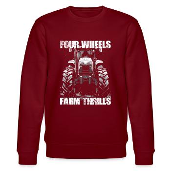 Quatre roues Farm Thrills Tracteur Farmer Farmer - Sweat bio CHANGER Stanley/Stella Unisexe - bordeaux - Devant - Nik (191cm) & Marisol (170cm)