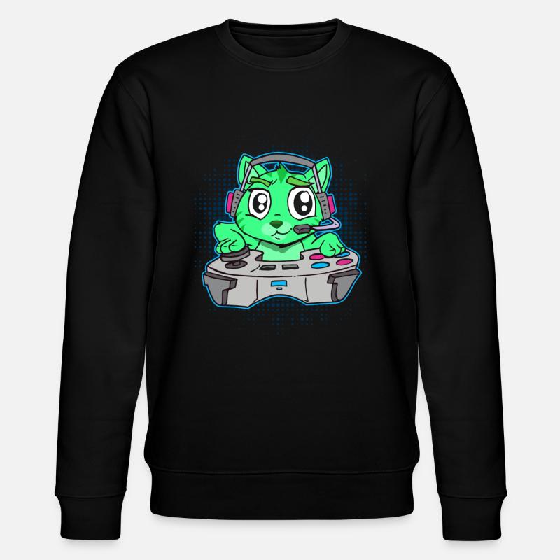Katze Gaming Controller Gamer Comic - Stanley/Stella Unisex Bio-Sweatshirt CHANGER - Schwarz