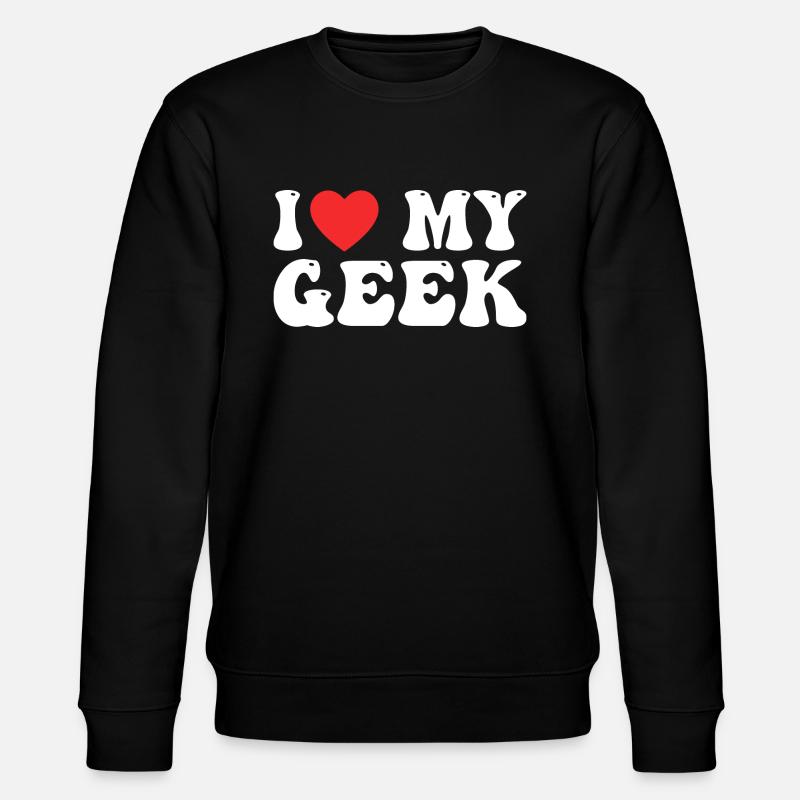 Ich liebe meinen Geek - Stanley/Stella Unisex Bio-Sweatshirt CHANGER  - Schwarz