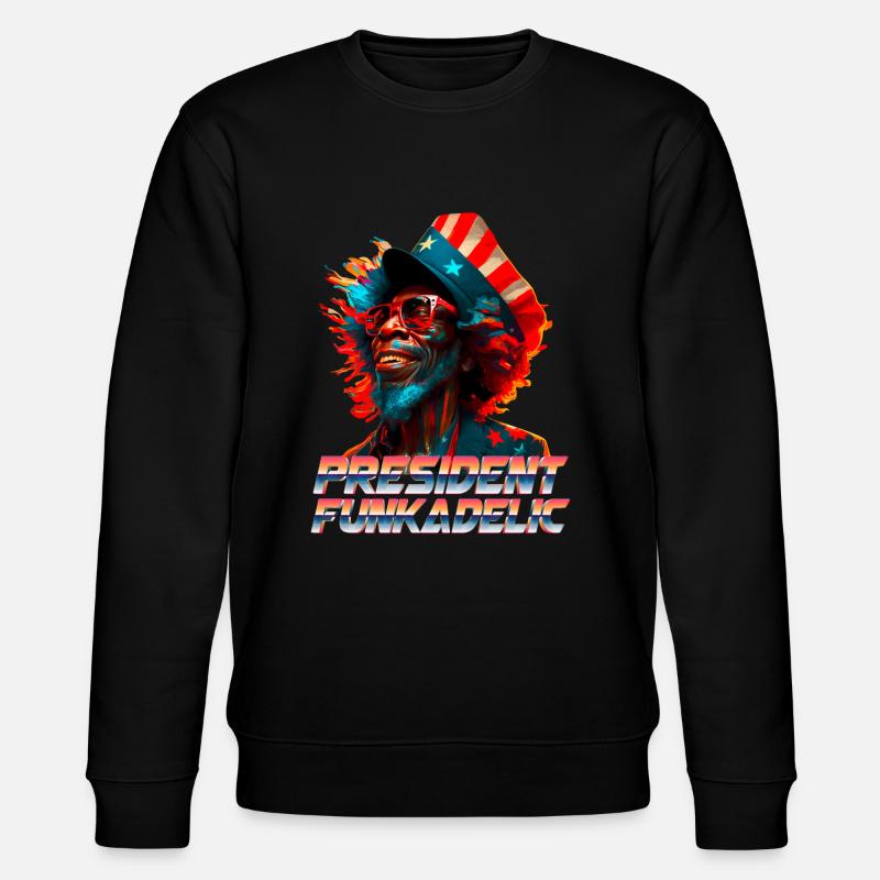Afro-Mann Präsident Funkadelic - Stanley/Stella Unisex Bio-Sweatshirt CHANGER  - Schwarz