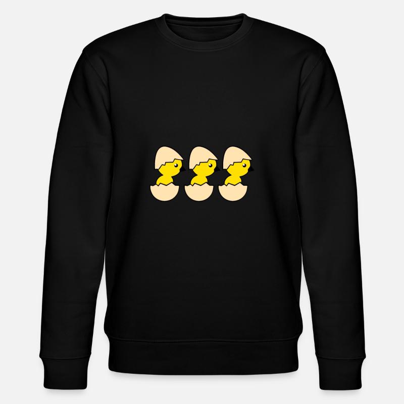 Three hatching chicks - Stanley/Stella CHANGER Unisex Organic Sweatshirt - black