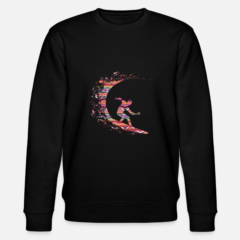Abstrakte Surferwelle - Stanley/Stella Unisex Bio-Sweatshirt CHANGER  - Schwarz