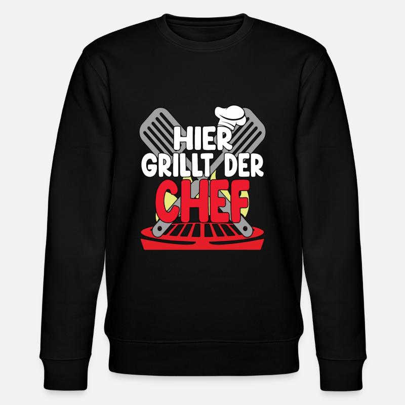 Hier Grillt Der Chef - Stanley/Stella Unisex Bio-Sweatshirt CHANGER - Schwarz