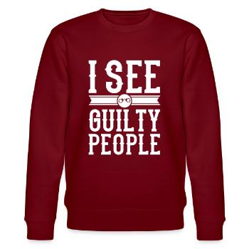 police - Stanley/Stella CHANGER Unisex Organic Sweatshirt - burgundy - Front - Nik (191cm) & Marisol (170cm)
