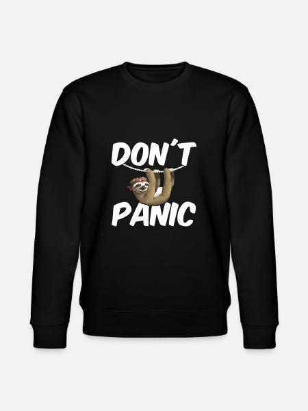 Sloth Don't Panic - Stanley/Stella CHANGER Unisex Organic Sweatshirt - black