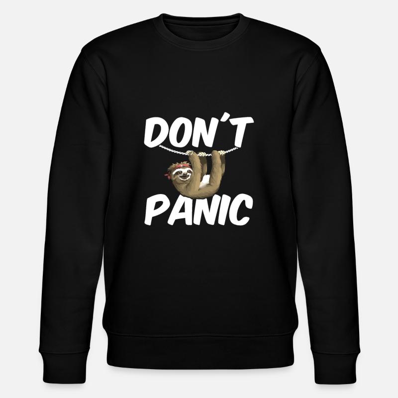Faultier Don´t Panic - Stanley/Stella Unisex Bio-Sweatshirt CHANGER  - Schwarz