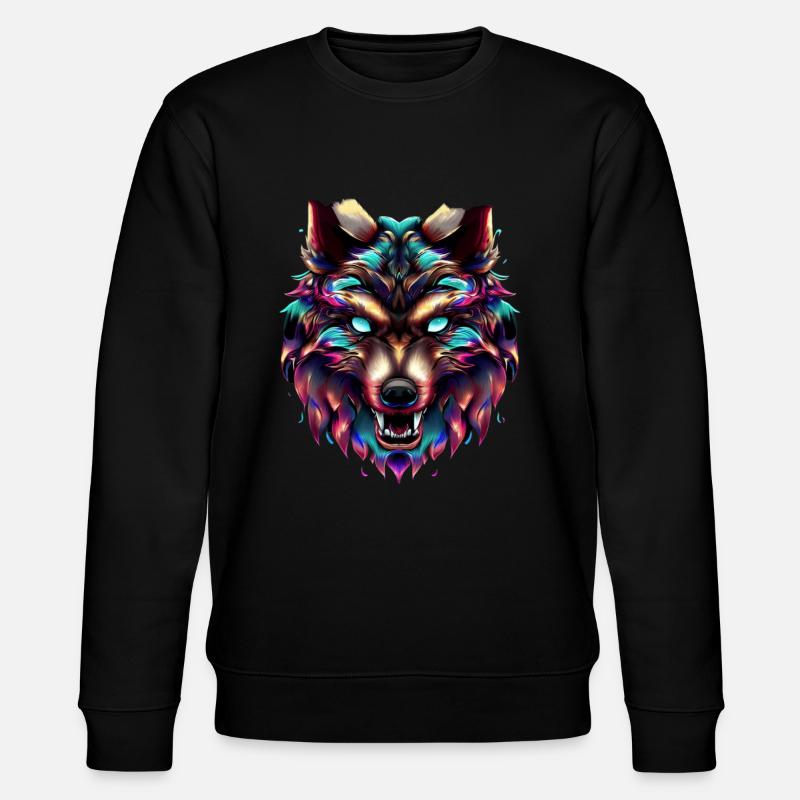 Wolf’s Head Synthwave Wolf - Sweat bio CHANGER Stanley/Stella Unisexe - noir