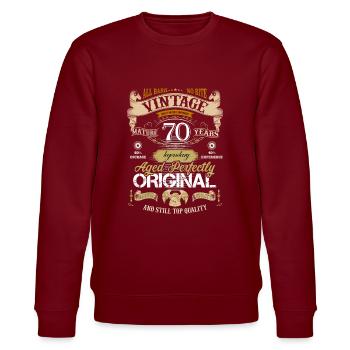 Vintage 70 Jahre - Stanley/Stella Unisex Bio-Sweatshirt CHANGER  - Burgunderrot - Vorne - Nik (191cm) & Marisol (170cm)