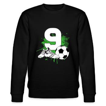 9. Geburtstag 9 Jahre Fußball Fußballspieler - Stanley/Stella Unisex Bio-Sweatshirt CHANGER  - Schwarz - Vorne - Nik (191cm) & Marisol (170cm)