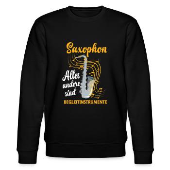Saxophon Saxophon Saxophon - Stanley/Stella Unisex Bio-Sweatshirt CHANGER  - Schwarz - Vorne - Nik (191cm) & Marisol (170cm)
