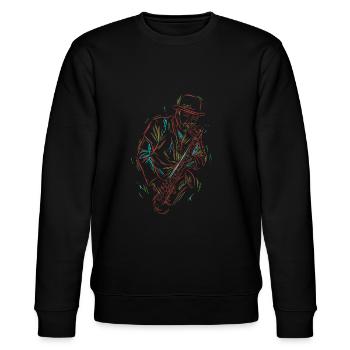 Saxophon Jazz - Stanley/Stella Unisex Bio-Sweatshirt CHANGER  - Schwarz - Vorne - Nik (191cm) & Marisol (170cm)
