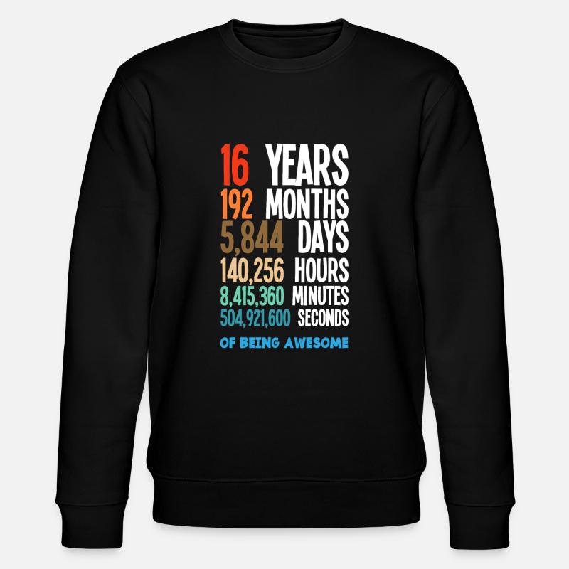 16e anniversaire Filles Garçons - Sweat bio CHANGER Stanley/Stella Unisexe - noir