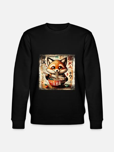 Ramen Fox Grunge Poster Style - Stanley/Stella CHANGER Unisex Organic Sweatshirt - black