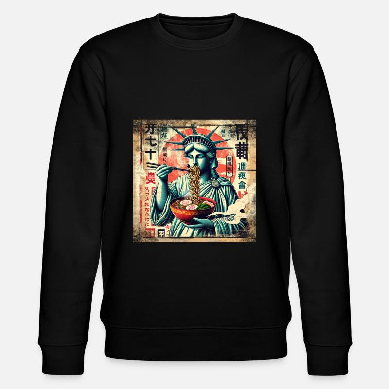 Ramen freiheitsstatue Grunge Poster Style - Stanley/Stella Unisex Bio-Sweatshirt CHANGER  - Schwarz