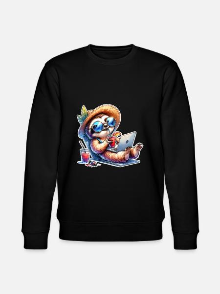 Sloth Laptop Cocktail Work - Stanley/Stella CHANGER Unisex Organic Sweatshirt - black
