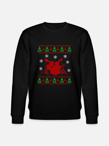 Ugly Christmas Drums Drums Gift - Stanley/Stella CHANGER Unisex Organic Sweatshirt - black