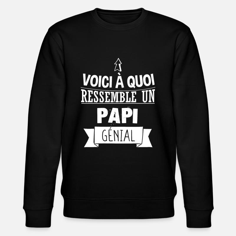 Papi - Génial - Cadeau - Humour - Sweat bio CHANGER Stanley/Stella Unisexe - noir