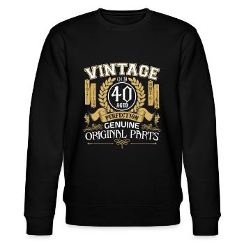 Jahrgang 40 Jahre - Geburtstagsgeschenk 40 Jahre - Stanley/Stella Unisex Bio-Sweatshirt CHANGER  - Schwarz - Vorne - Nik (191cm) & Marisol (170cm)