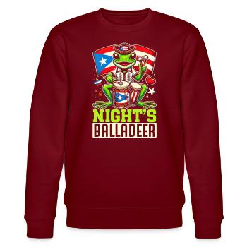 Coqui Frog Puerto Rico Pride Boricua Puerto Rican - Stanley/Stella CHANGER Unisex Organic Sweatshirt - burgundy - Front - Nik (191cm) & Marisol (170cm)