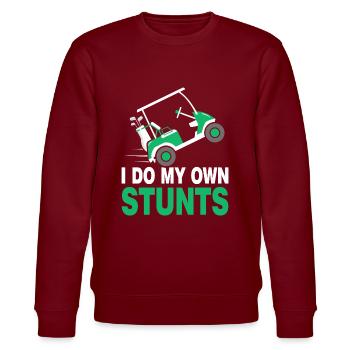 Golfwagen Stunt Golfer Golfspieler - Stanley/Stella Unisex Bio-Sweatshirt CHANGER  - Burgunderrot - Vorne - Nik (191cm) & Marisol (170cm)