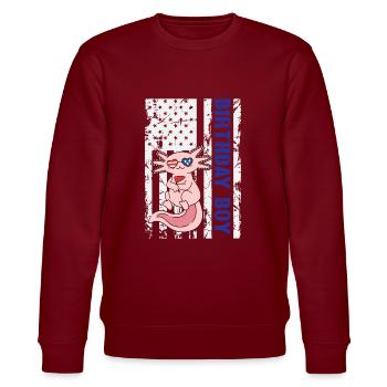 Axolotl America 4th of July Independence Day - Stanley/Stella Unisex Bio-Sweatshirt CHANGER  - Burgunderrot - Vorne - Nik (191cm) & Marisol (170cm)