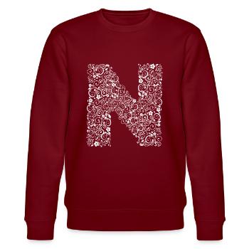 Letter N - Stanley/Stella CHANGER Unisex Organic Sweatshirt - burgundy - Front - Nik (191cm) & Marisol (170cm)