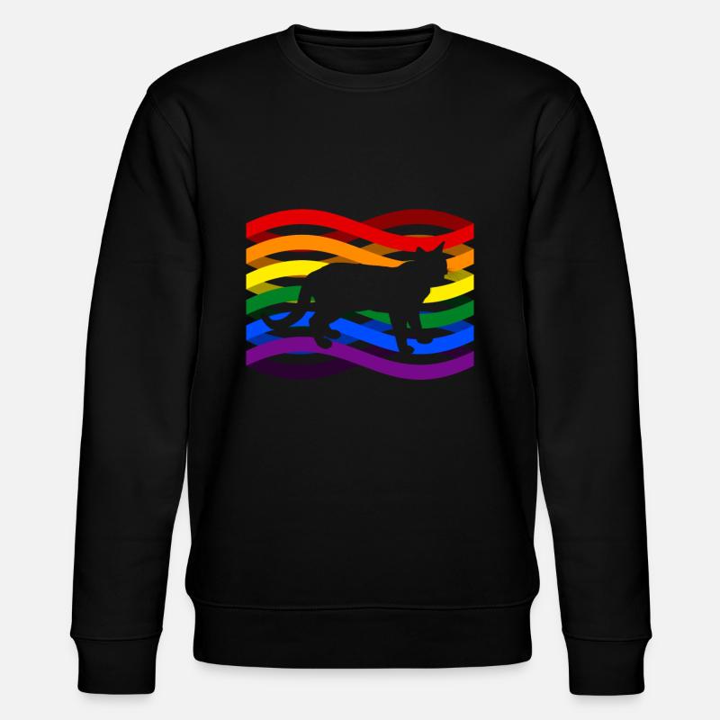 Katze Regenbogen - Stanley/Stella Unisex Bio-Sweatshirt CHANGER  - Schwarz