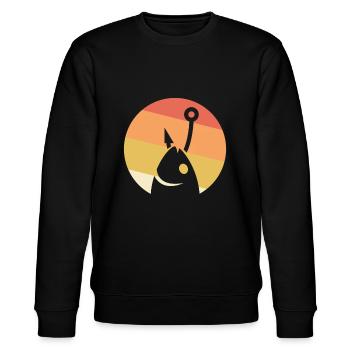 Poisson vintage au crochet - Sweat bio CHANGER Stanley/Stella Unisexe - noir - Devant - Nik (191cm) & Marisol (170cm)