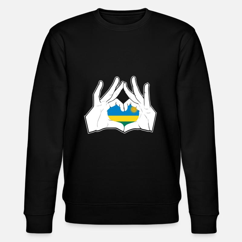 Rwanda Hand Heart Flag - Stanley/Stella CHANGER Unisex Organic Sweatshirt - black