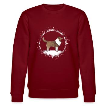 Langhaar Collie Rough Sheltie Shetland Sheepdog - Stanley/Stella Unisex Bio-Sweatshirt CHANGER  - Burgunderrot - Vorne - Nik (191cm) & Marisol (170cm)