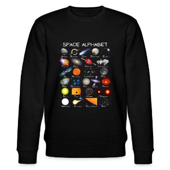 Weltraum Astronomie Alphabet ABC - Stanley/Stella Unisex Bio-Sweatshirt CHANGER  - Schwarz - Vorne - Nik (191cm) & Marisol (170cm)