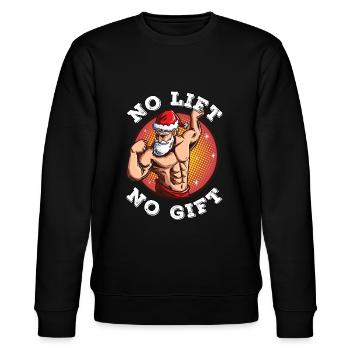 No Lift No Gift Weihnachtsmann Bodybuilding Sport - Stanley/Stella Unisex Bio-Sweatshirt CHANGER  - Schwarz - Vorne - Nik (191cm) & Marisol (170cm)